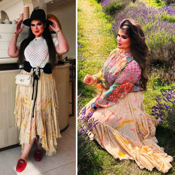 RARE*FREE PEOPLE FP ONE Clover Printed Maxi Skirt Sand Combo XS- LE CLOVER SHADE - Picture 12 of 12